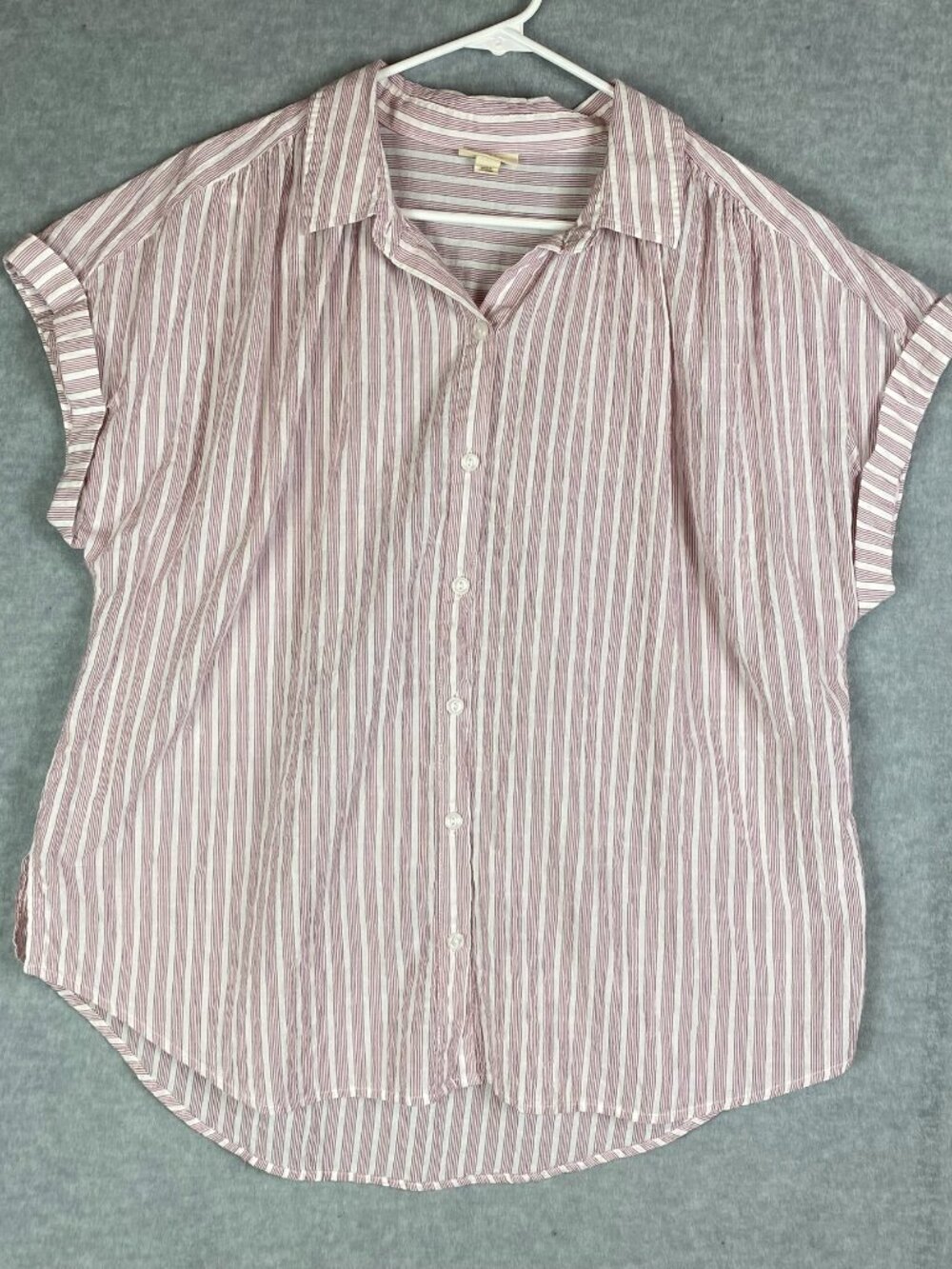 ANA Red & White Striped Button-Up Short Sleeve Shirt – Women Sixe XL